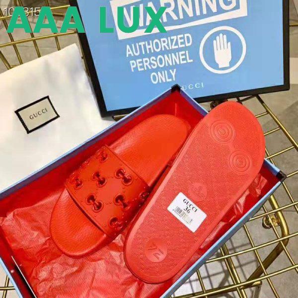 Replica Gucci Men’s Rubber GG Slide Sandal-Red 9