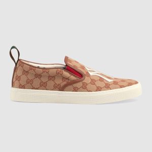 Replica Gucci Men’s Slip-On Sneaker with NY Yankees Patch Orange 2