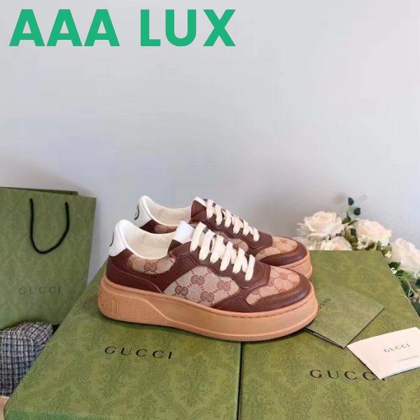 Replica Gucci Unisex Ace Sneaker Beige Ebony Orignal GG Canvas Lace-Up Rubber Flat 2