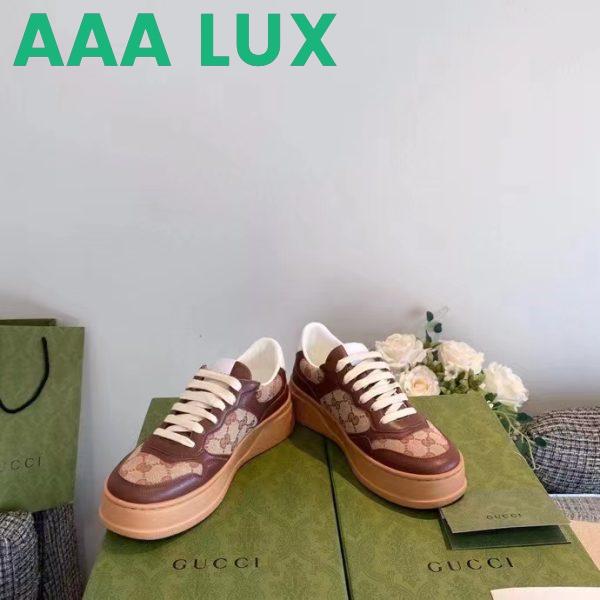 Replica Gucci Unisex Ace Sneaker Beige Ebony Orignal GG Canvas Lace-Up Rubber Flat 3
