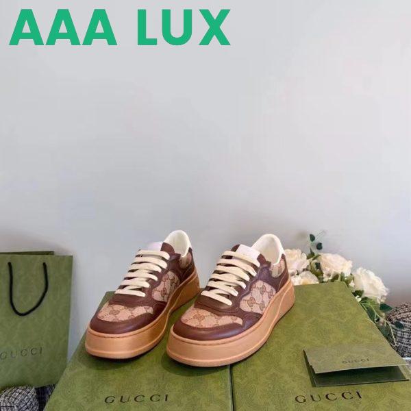 Replica Gucci Unisex Ace Sneaker Beige Ebony Orignal GG Canvas Lace-Up Rubber Flat 6