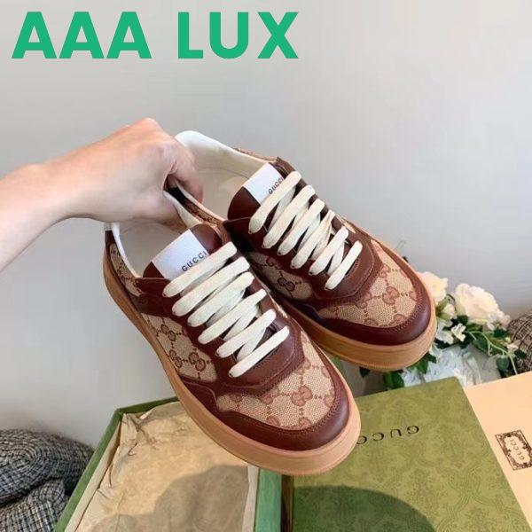 Replica Gucci Unisex Ace Sneaker Beige Ebony Orignal GG Canvas Lace-Up Rubber Flat 10