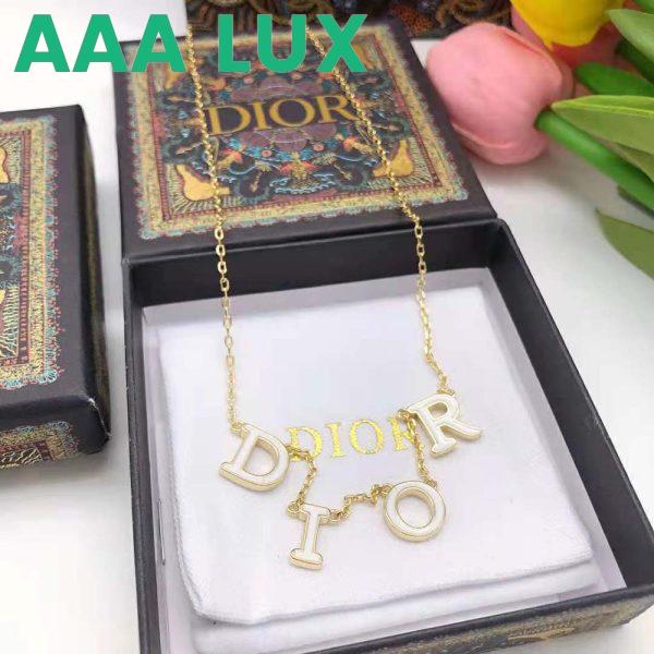 Replica Dior Women Dio(r)evolution Necklace Gold-Finish Metal and White Lacquer 4