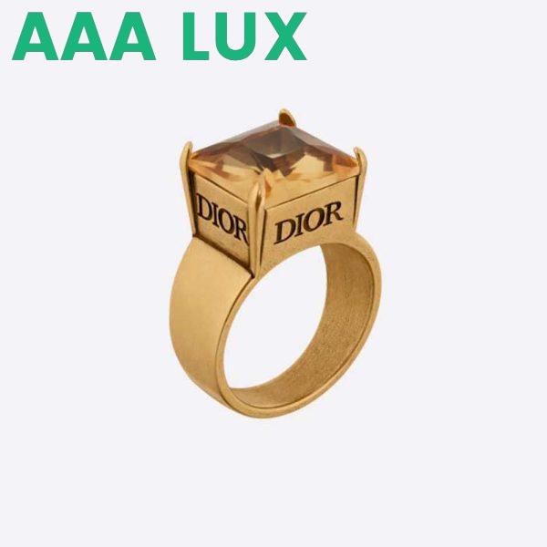 Replica Dior Women Dio(r)evolution Ring Antique Gold-Finish Metal and Citrine