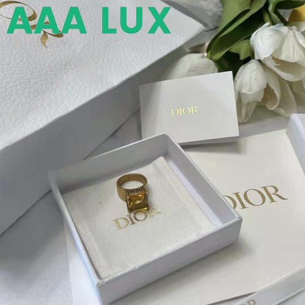 Replica Dior Women Dio(r)evolution Ring Antique Gold-Finish Metal and Citrine 3
