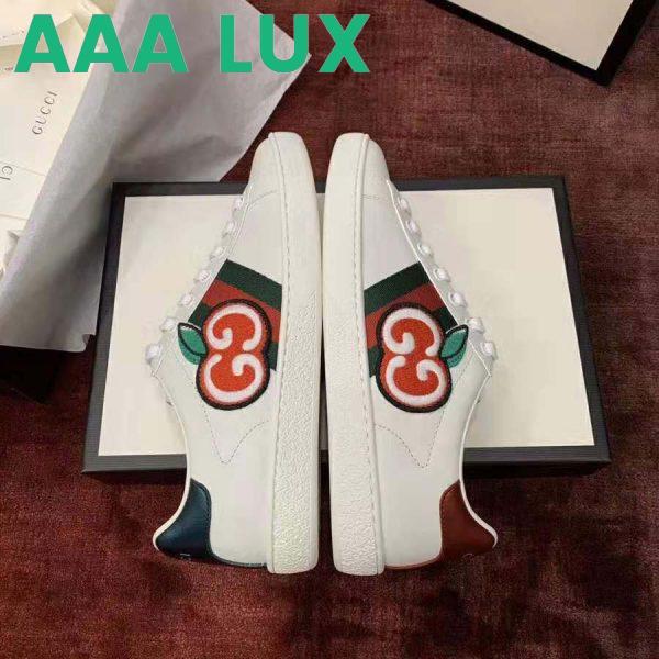 Replica Gucci Unisex Ace Sneaker with GG Apple in White Leather 2 cm Heel 5
