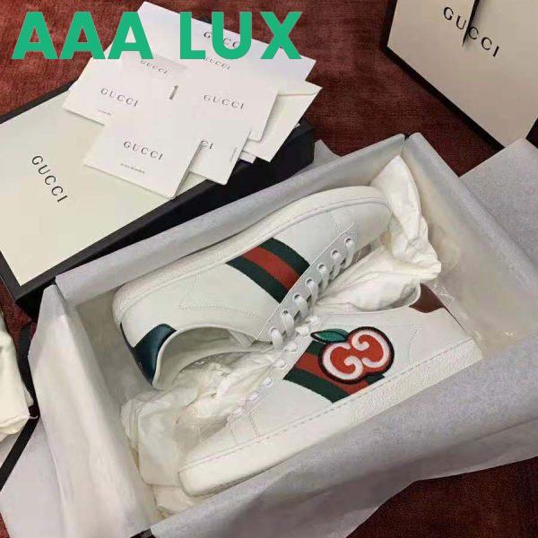Replica Gucci Unisex Ace Sneaker with GG Apple in White Leather 2 cm Heel 7