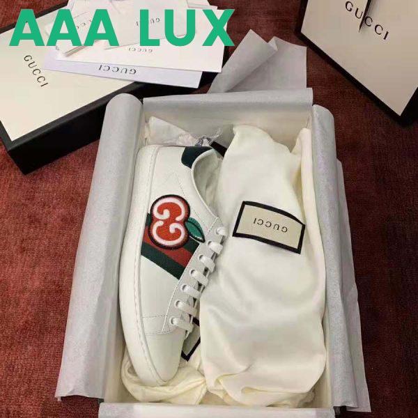 Replica Gucci Unisex Ace Sneaker with GG Apple in White Leather 2 cm Heel 8