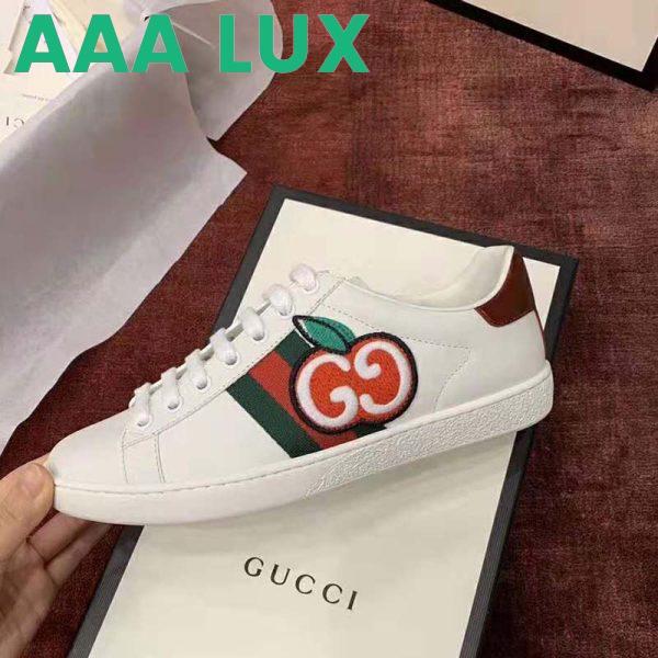 Replica Gucci Unisex Ace Sneaker with GG Apple in White Leather 2 cm Heel 11