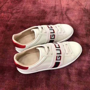 Replica Gucci Unisex Ace Sneaker with Gucci Stripe in White Leather Rubber Sole 2