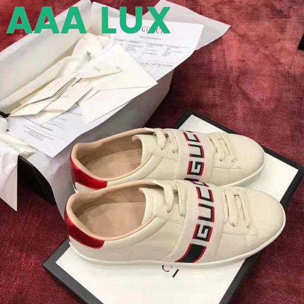 Replica Gucci Unisex Ace Sneaker with Gucci Stripe in White Leather Rubber Sole 5