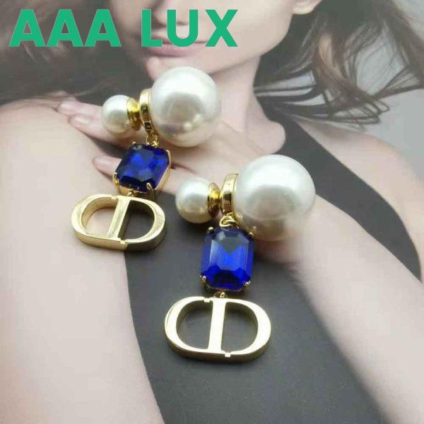 Replica Dior Women Petit Cd Earrings Gold-Finish Metal with White Resin Pearls 3