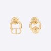 Replica Dior Women Petit CD Stud Earrings Gold-Finish Metal with a White Crystal