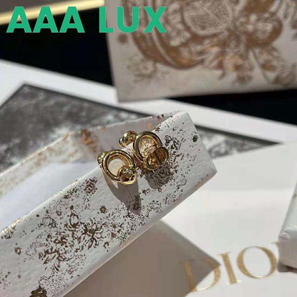 Replica Dior Women Petit CD Stud Earrings Gold-Finish Metal with a White Crystal 6