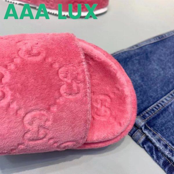 Replica Gucci Unisex GG Platform Sandals Pink GG Cotton Sponge Rubber Sole 3 Cm Heel 8