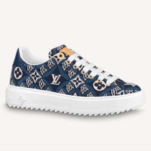 Replica Louis Vuitton LV Women Since 1854 Time Out Sneaker Jacquard Textile Blue