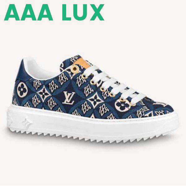 Replica Louis Vuitton LV Women Since 1854 Time Out Sneaker Jacquard Textile Blue