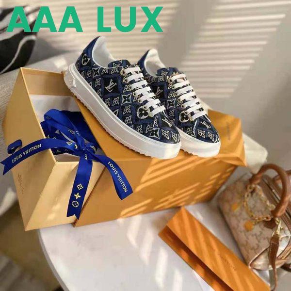 Replica Louis Vuitton LV Women Since 1854 Time Out Sneaker Jacquard Textile Blue 3