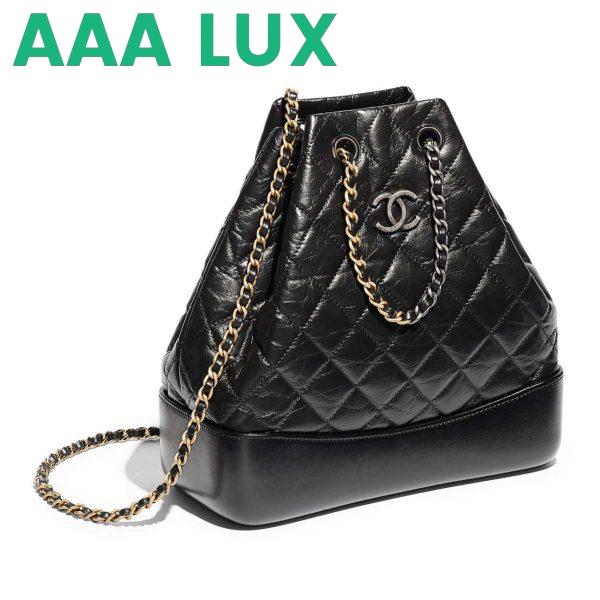 Replica Chanel Gabrielle Backpack in Aged Calfskin Quilted Leather-Black