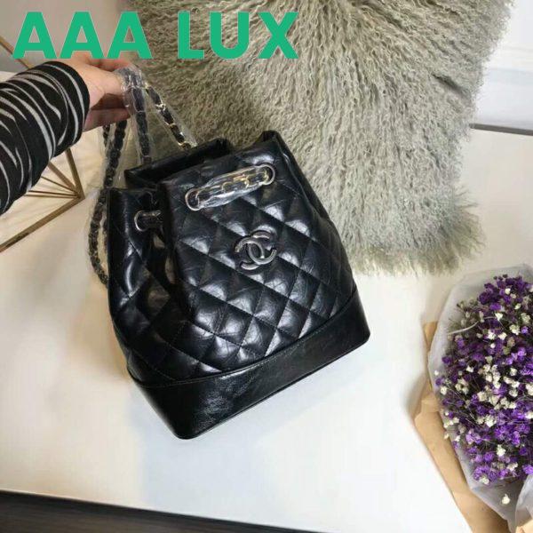 Replica Chanel Gabrielle Backpack in Aged Calfskin Quilted Leather-Black 5