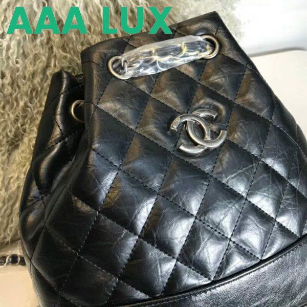 Replica Chanel Gabrielle Backpack in Aged Calfskin Quilted Leather-Black 9
