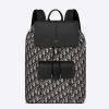 Replica Dior Unisex CD Saddle Backpack Beige Black Dior Oblique Jacquard Grained Calfskin 14
