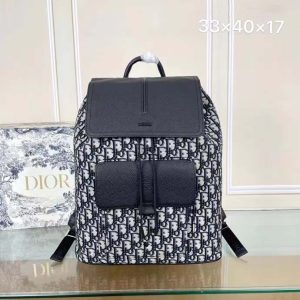Replica Dior Unisex CD Motion Backpack Beige Black Dior Oblique Jacquard Grained Calfskin 2