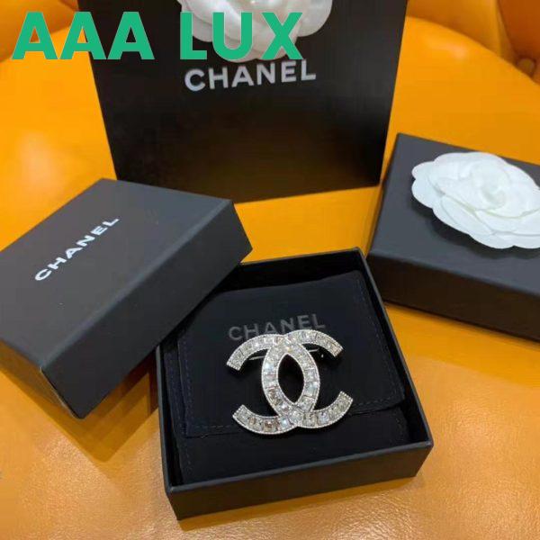 Replica Chanel Women Brooch in Metal & Diamantés-White 4