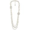 Replica Chanel Women CC Necklace Metal Glass Pearls Strass Silver Pearly White Crystal 7