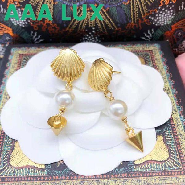 Replica Dior Women Sea Garden Earrings Gold-Finish Metal and White Resin Pearls 4