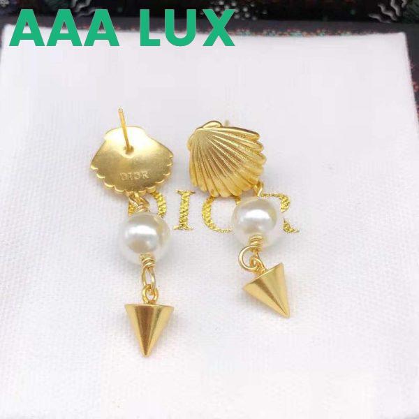 Replica Dior Women Sea Garden Earrings Gold-Finish Metal and White Resin Pearls 5