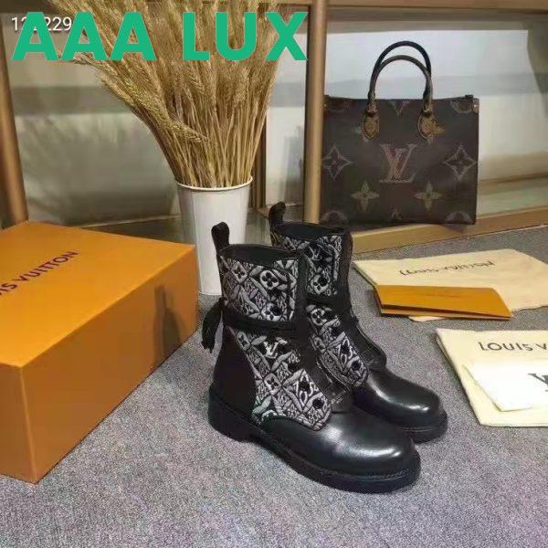 Replica Louis Vuitton Women Platform Desert Boot Gray Jacquard Textile Calf Leather 2