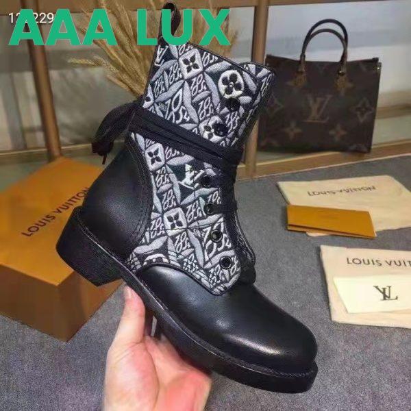 Replica Louis Vuitton Women Platform Desert Boot Gray Jacquard Textile Calf Leather 5