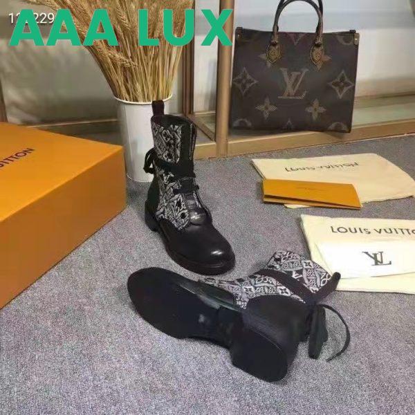 Replica Louis Vuitton Women Platform Desert Boot Gray Jacquard Textile Calf Leather 7