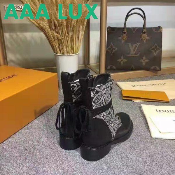 Replica Louis Vuitton Women Platform Desert Boot Gray Jacquard Textile Calf Leather 9