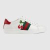 Replica Gucci GG Unisex Ace Sneaker with Cherry White Leather Green Red Web