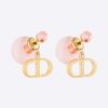 Replica Dior Women Tribales Earrings Gold-Finish Metal White Resin Pearls and White Crystals 10