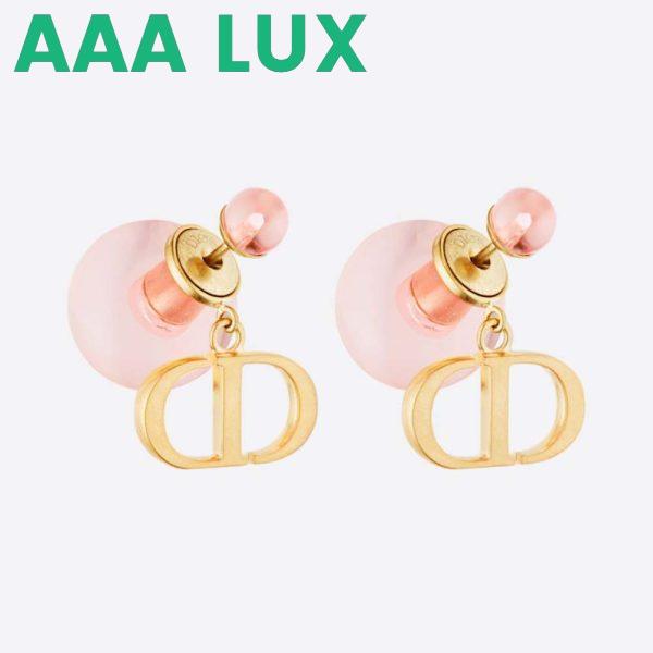 Replica Dior Women Tribales Earrings Gold-Finish Metal and Light Pink Transparent Resin Pearls 2
