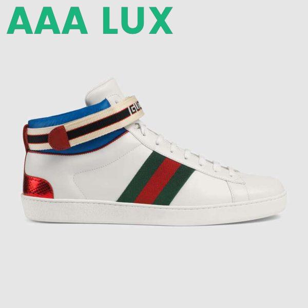 Replica Gucci Unisex Ace Gucci Stripe High-Top Sneaker in 5.1 cm Height-White