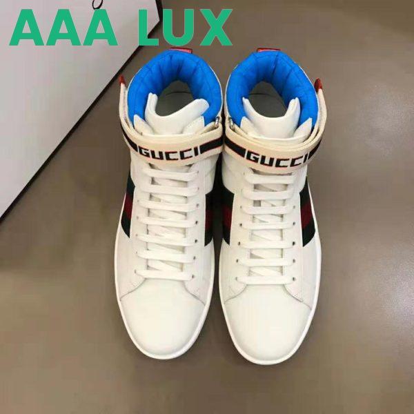 Replica Gucci Unisex Ace Gucci Stripe High-Top Sneaker in 5.1 cm Height-White 4