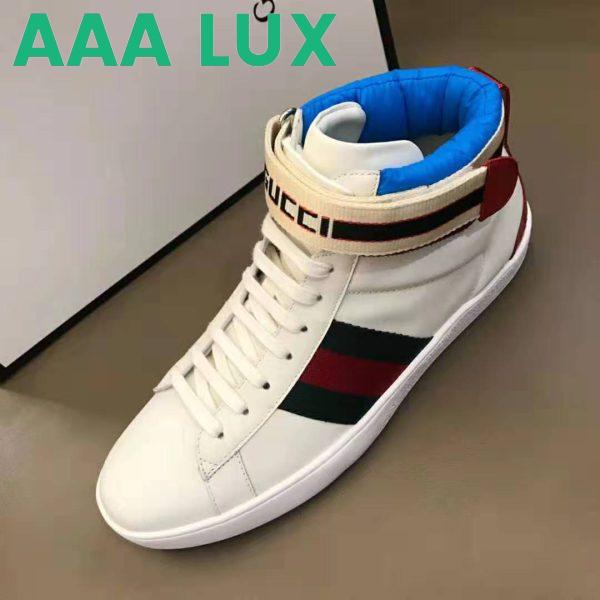 Replica Gucci Unisex Ace Gucci Stripe High-Top Sneaker in 5.1 cm Height-White 5