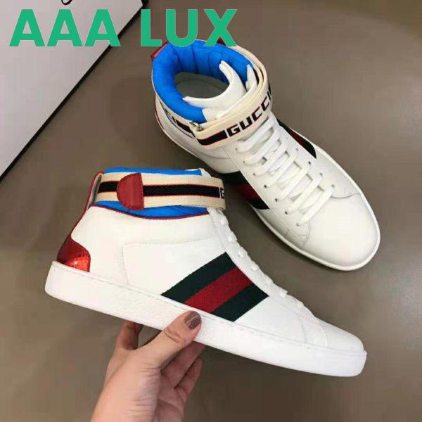 Replica Gucci Unisex Ace Gucci Stripe High-Top Sneaker in 5.1 cm Height-White 9
