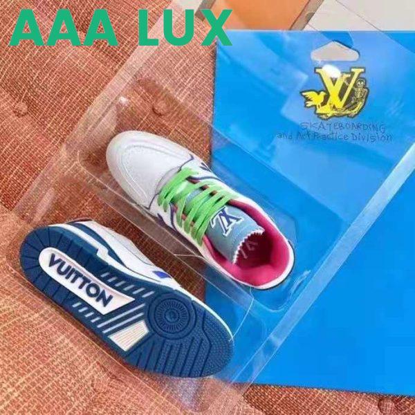 Replica Louis Vuitton LV Unisex LV Trainer Sneaker Turquoise Calf Leather Rubber Outsole 6