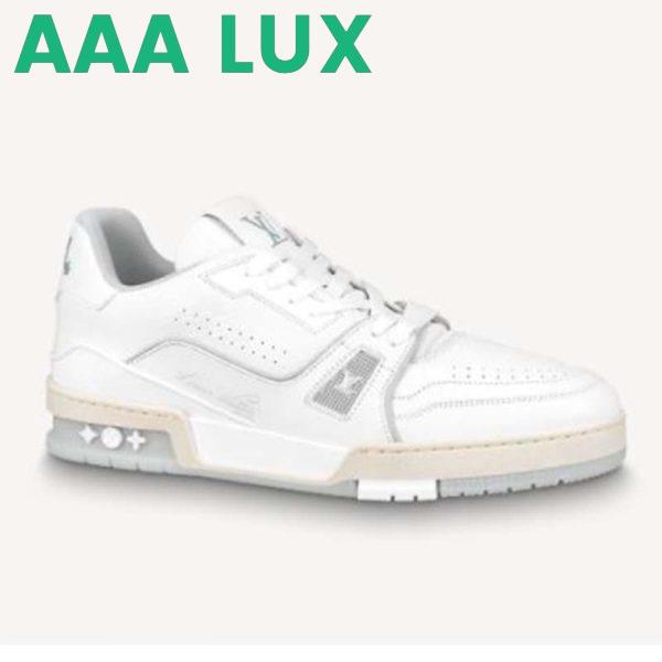 Replica Louis Vuitton LV Unisex LV Trainer Sneaker White Grained Calf Leather Rubber Outsole