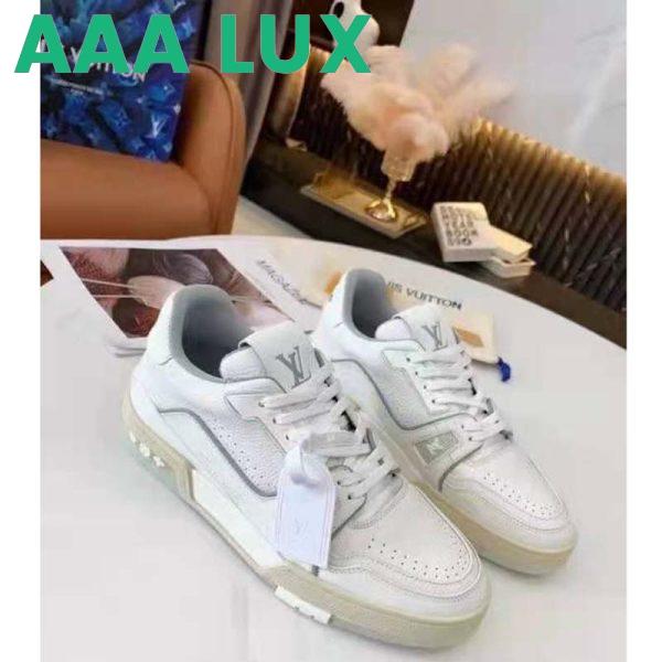 Replica Louis Vuitton LV Unisex LV Trainer Sneaker White Grained Calf Leather Rubber Outsole 2