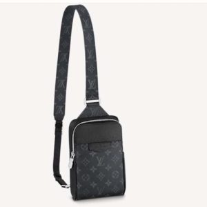 Replica Louis Vuitton LV Unisex Outdoor Sling Bag Taigarama Noir Black Coated Canvas Cowhide Leather