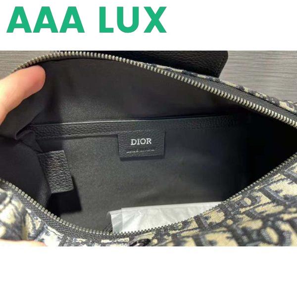 Replica Dior Unisex CD Roller Messenger Bag Beige Black Dior Oblique Jacquard 9
