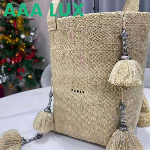 Replica Dior Women D-bubble Bucket Bag Beige Cannage Embroidery with Straw Effect 7