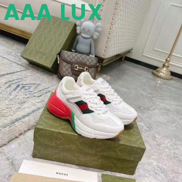 Replica Gucci Unisex GG Rhyton Sneaker White Leather Mesh Rubber Sole Low Heel 3