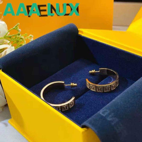 Replica Fendi Women Hoop Earrings with FF Motif Gold-Colored 3